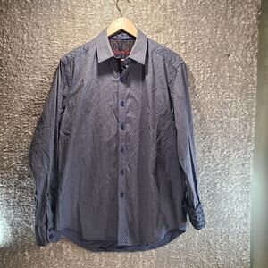 Robert Graham Shirt Mens Medium Blue Long Sleeve Button Up Textured Flip Cuff